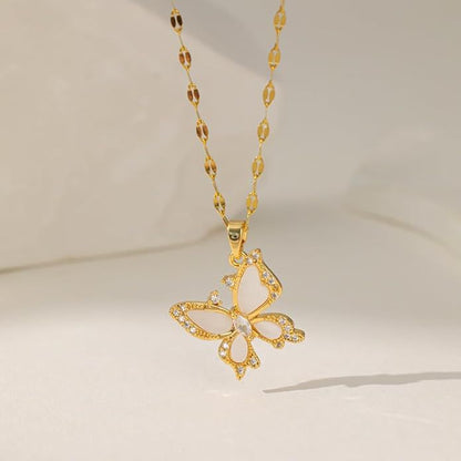 Elegant Gold Butterfly Pendant Necklace