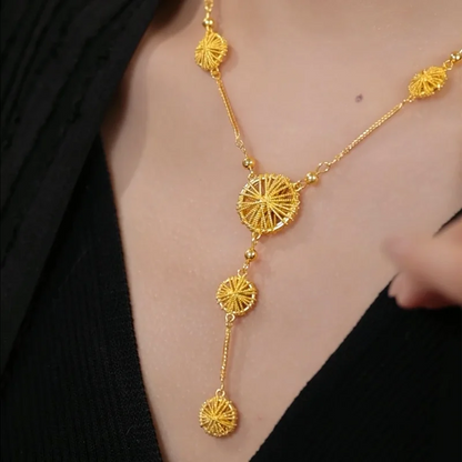 14K Gold Circle Tassel Necklace - KSA