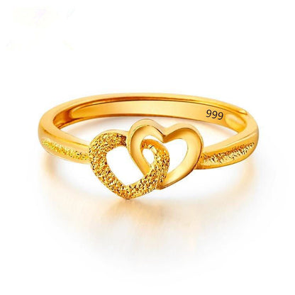Gold plated Retro Heart Ring (Adjustable Size)