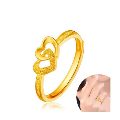 Gold plated Retro Heart Ring (Adjustable Size)