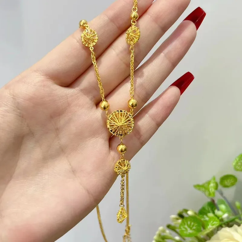 14K Gold Circle Tassel Necklace - KSA