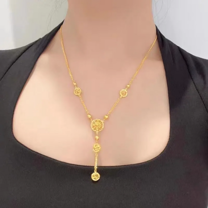 14K Gold Circle Tassel Necklace - KSA